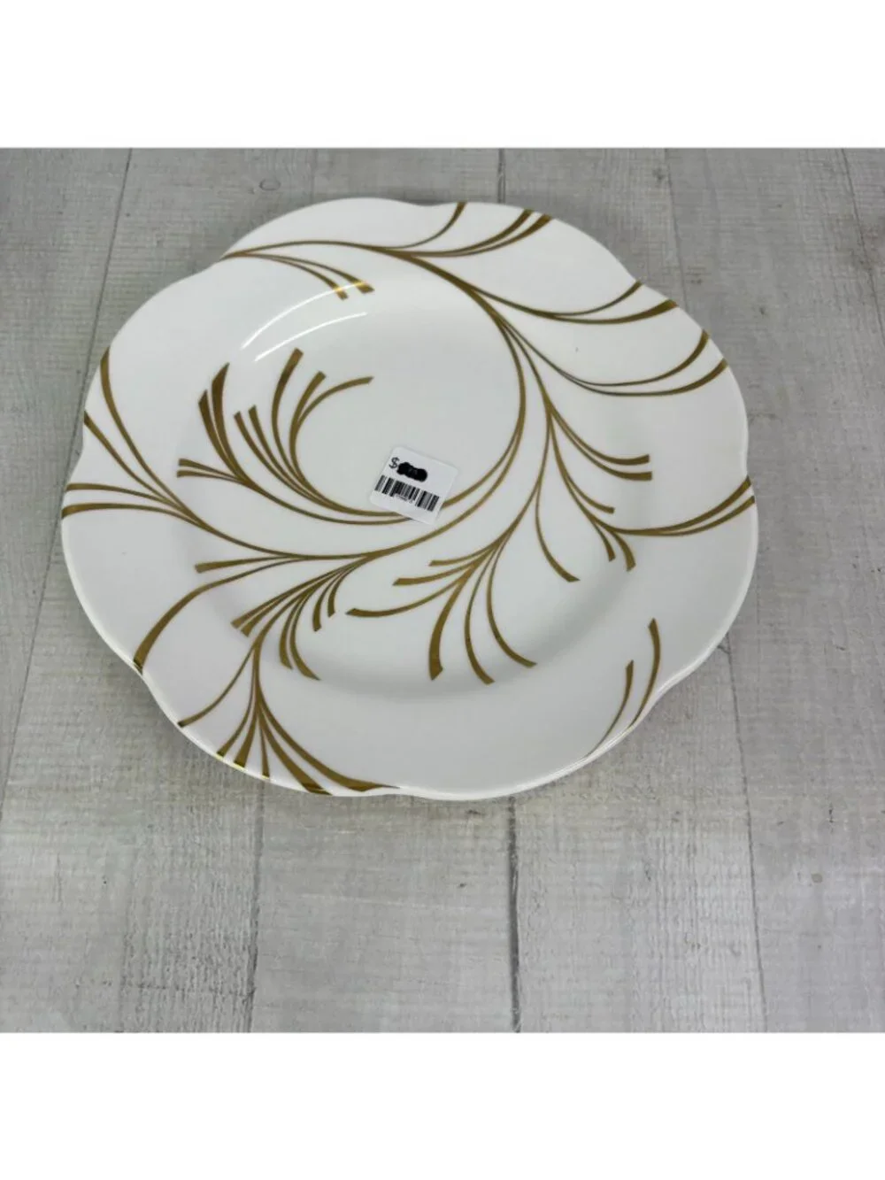 Spode COMLIMENT WHISPER England Gold Swirled Bone China Lunch Plates Set 4 NEW